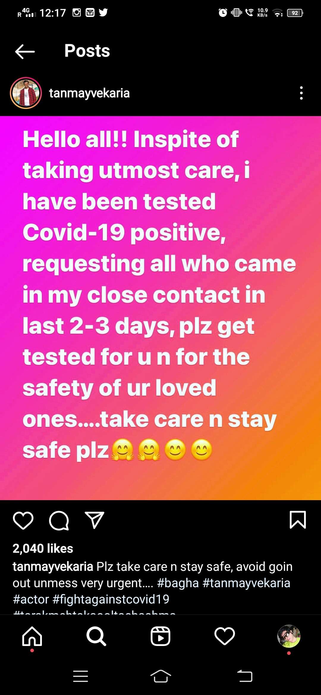 1641641939 coronavirus scare for tmkoc cast actor tanmay vekaria aka bagha tests positive for covid 19